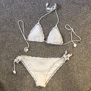 White Crochet Bikini Set